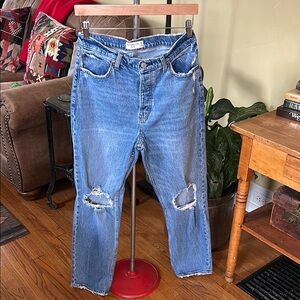 Abercrombie & Fitch the Dad High Rise Distressed Blue Jeans Size 29